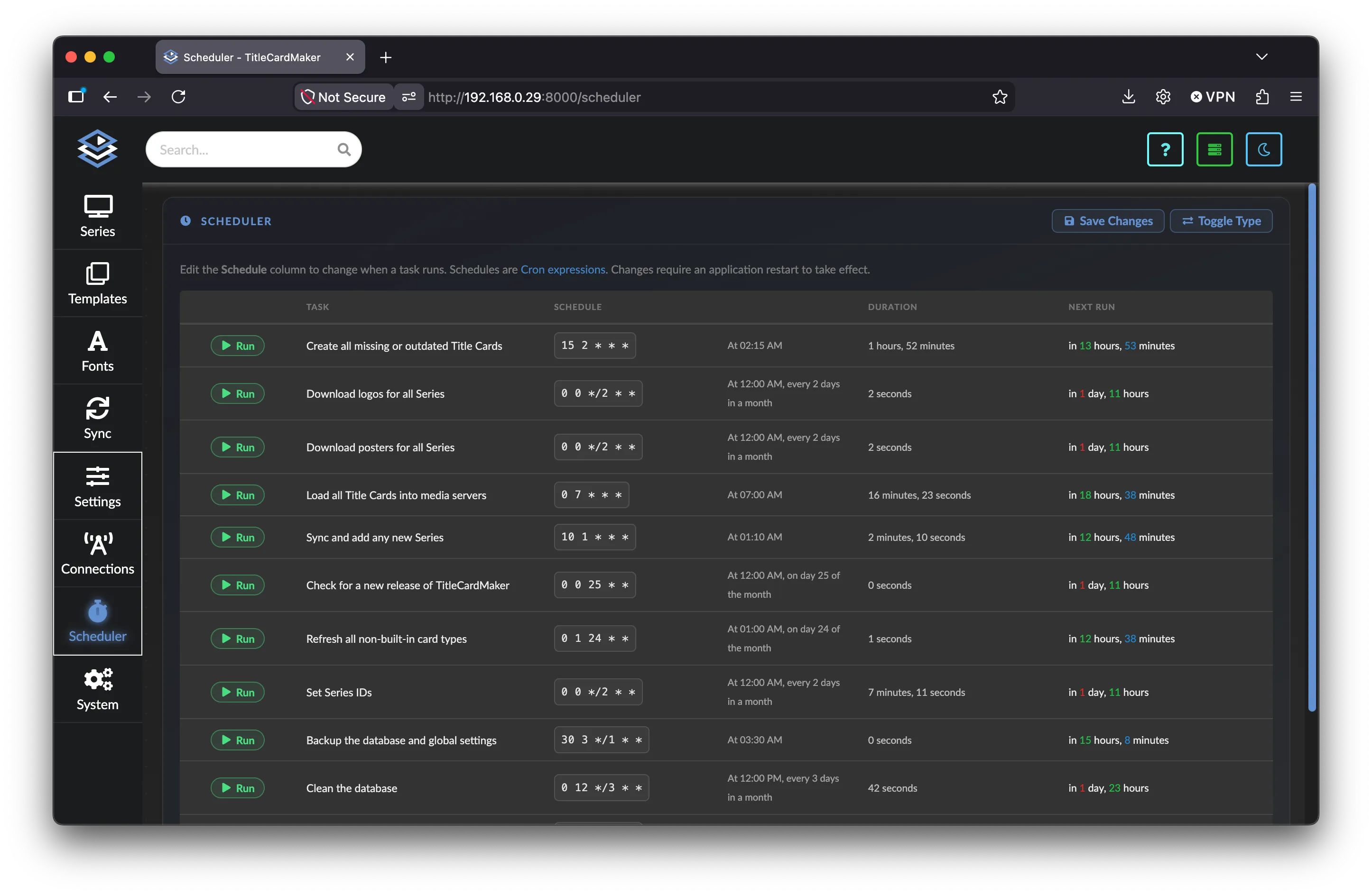 Advanced Scheduler Page