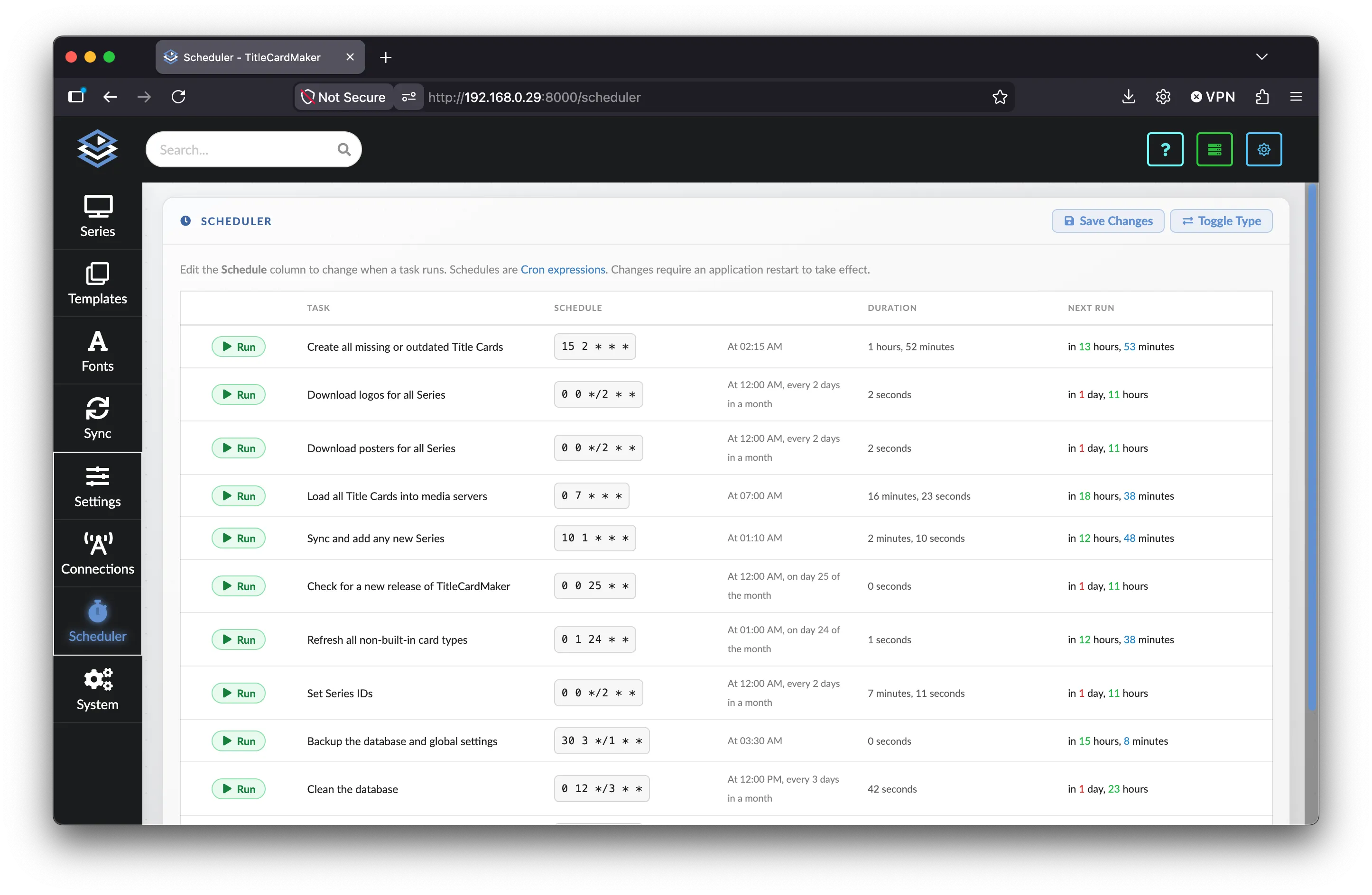 Advanced Scheduler Page